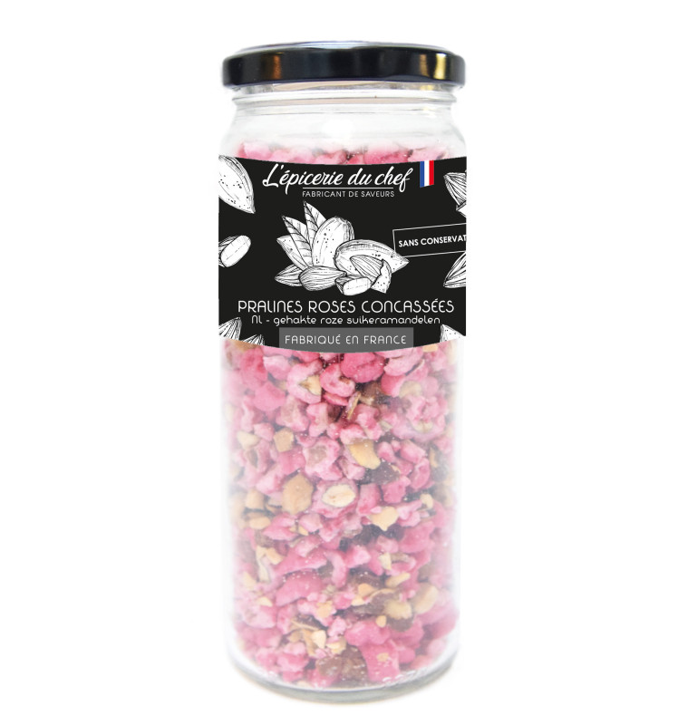 Grand pot de pralines roses concassées 220g