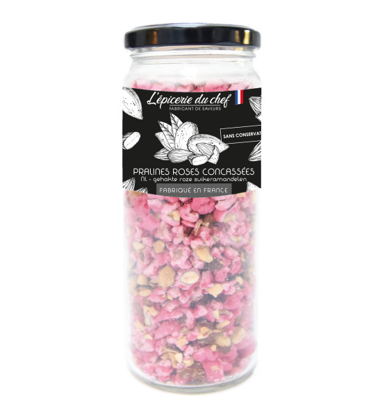 Grand pot de pralines roses concassées 220g Grand pot de pralines roses concassées 220g